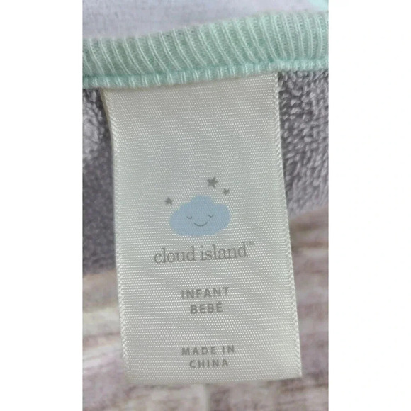 Cloud Island Terry Plush Elephant Lovey Washcloth Gray Mint Trim 9" x 9" 2019 - Picture 3 of 3